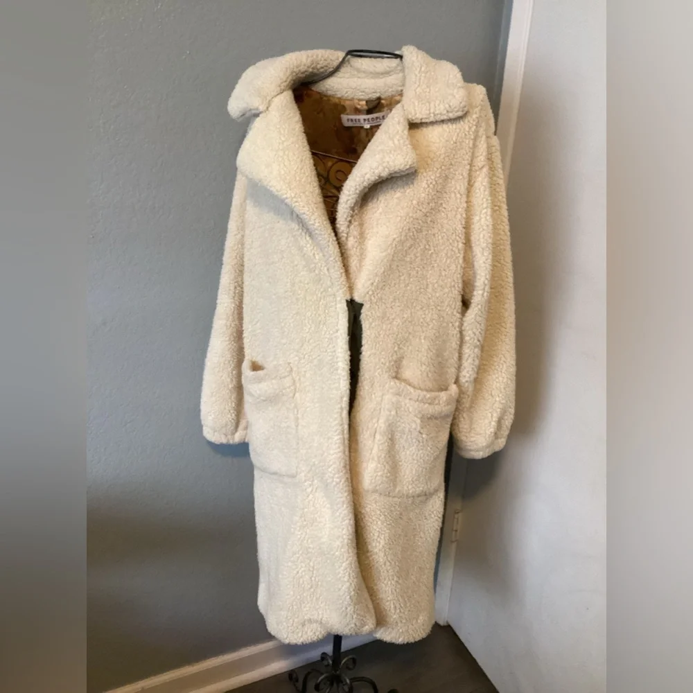 Free People Cream Teddy Coat - Picture 2 of 7